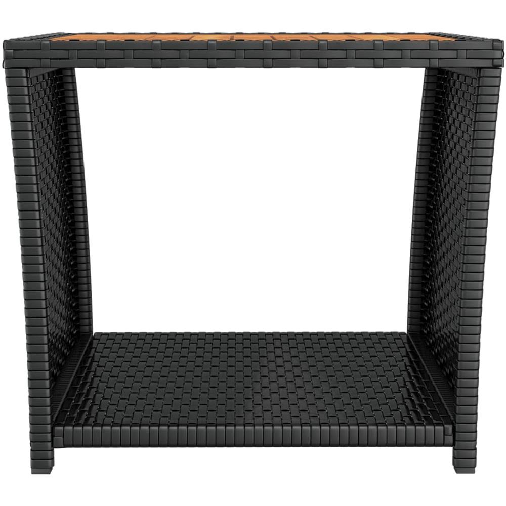 Tavolino Con Piano Legno Nero Polyrattan Legno Massello Acacia - Foto 3