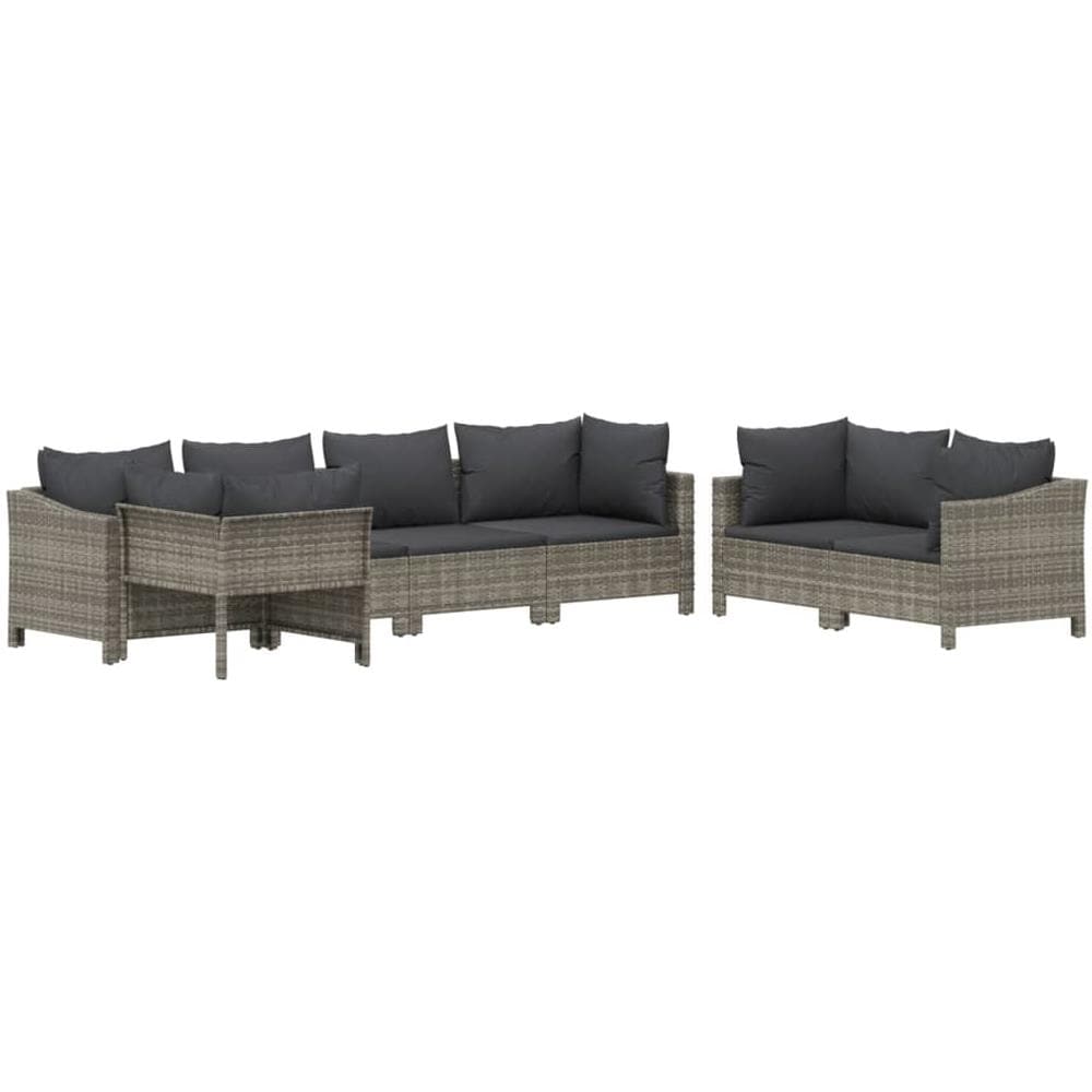 Set Divani da Giardino 7 pz con Cuscini in Polyrattan Grigio - Foto 3