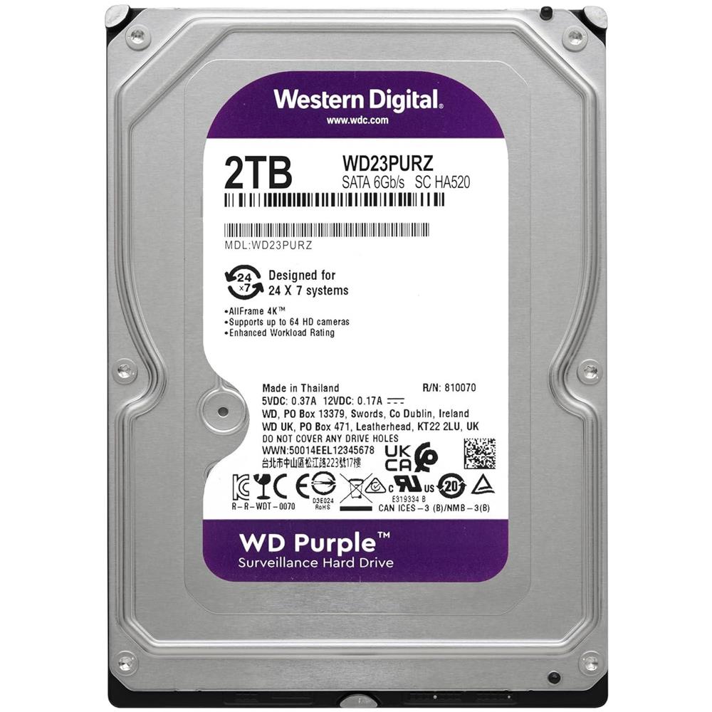 Hard Disk WD Purple WD23PURZ 2 TB 3.5" Interfaccia Sata - Foto 2
