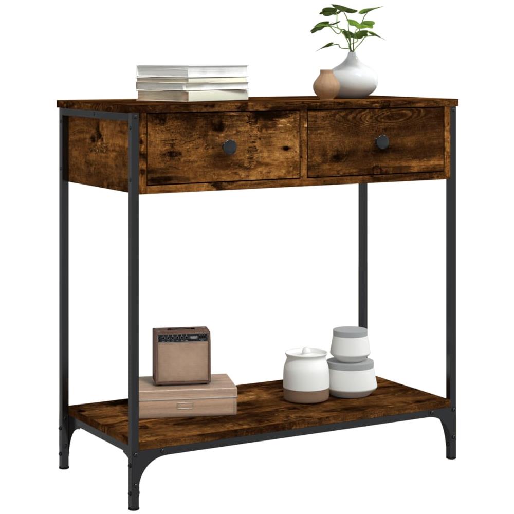 Tavolino Consolle Rovere Fumo 75x34,5x75cm Legno Multistrato - Foto 3