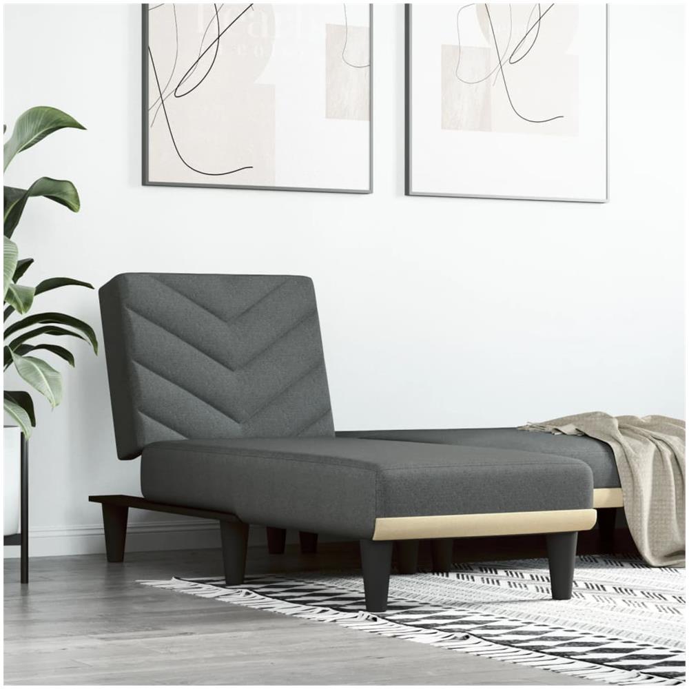 Chaise Longue In Tessuto Grigio Scuro - Foto 1