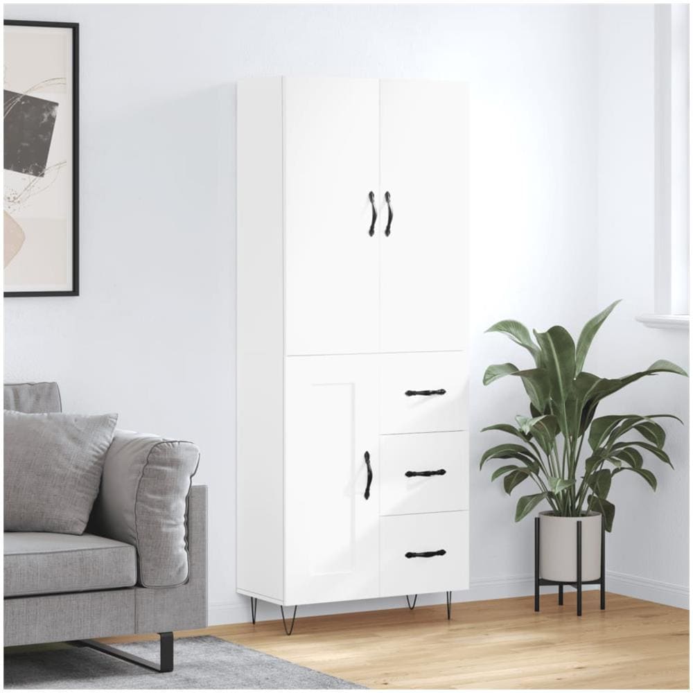 Credenza Bianca 69,5x34x180 Cm In Legno Multistrato - Foto 1