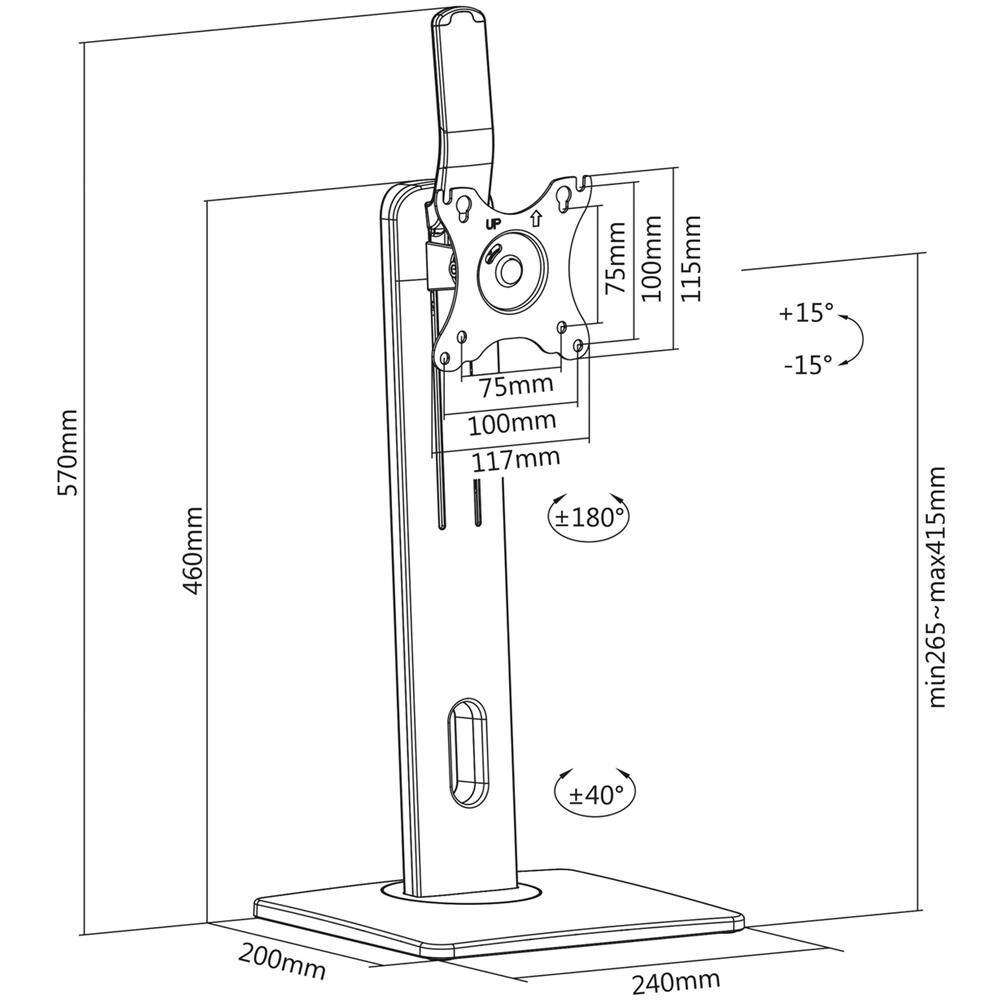 DT32TSR-063 supporto da tavolo per Tv a schermo piatto 81,3 cm (32") Nero Scrivania - Foto 5