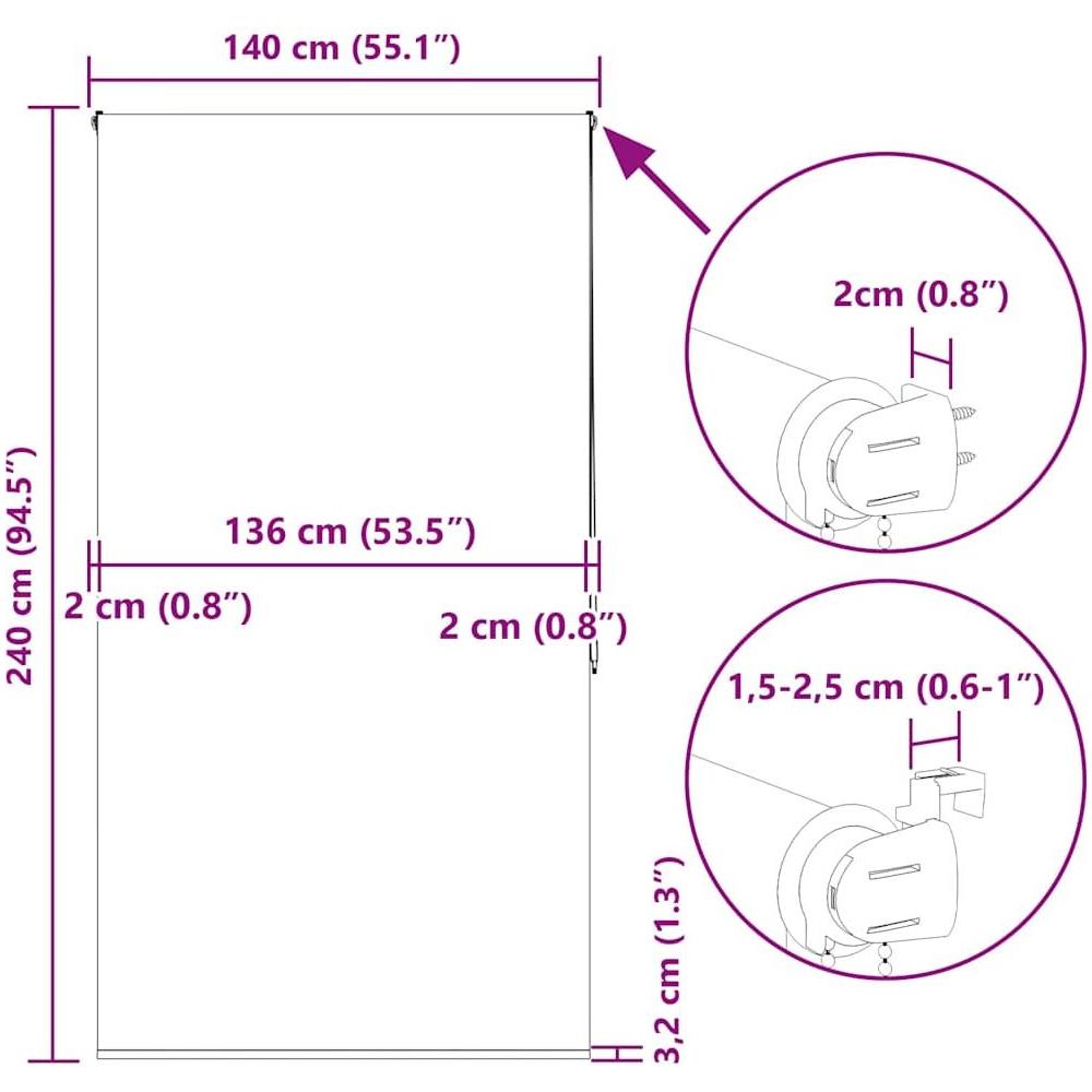 Tenda a Rullo Doccia 140x240 cm Larghezza Tessuto 136 cm - Foto 10