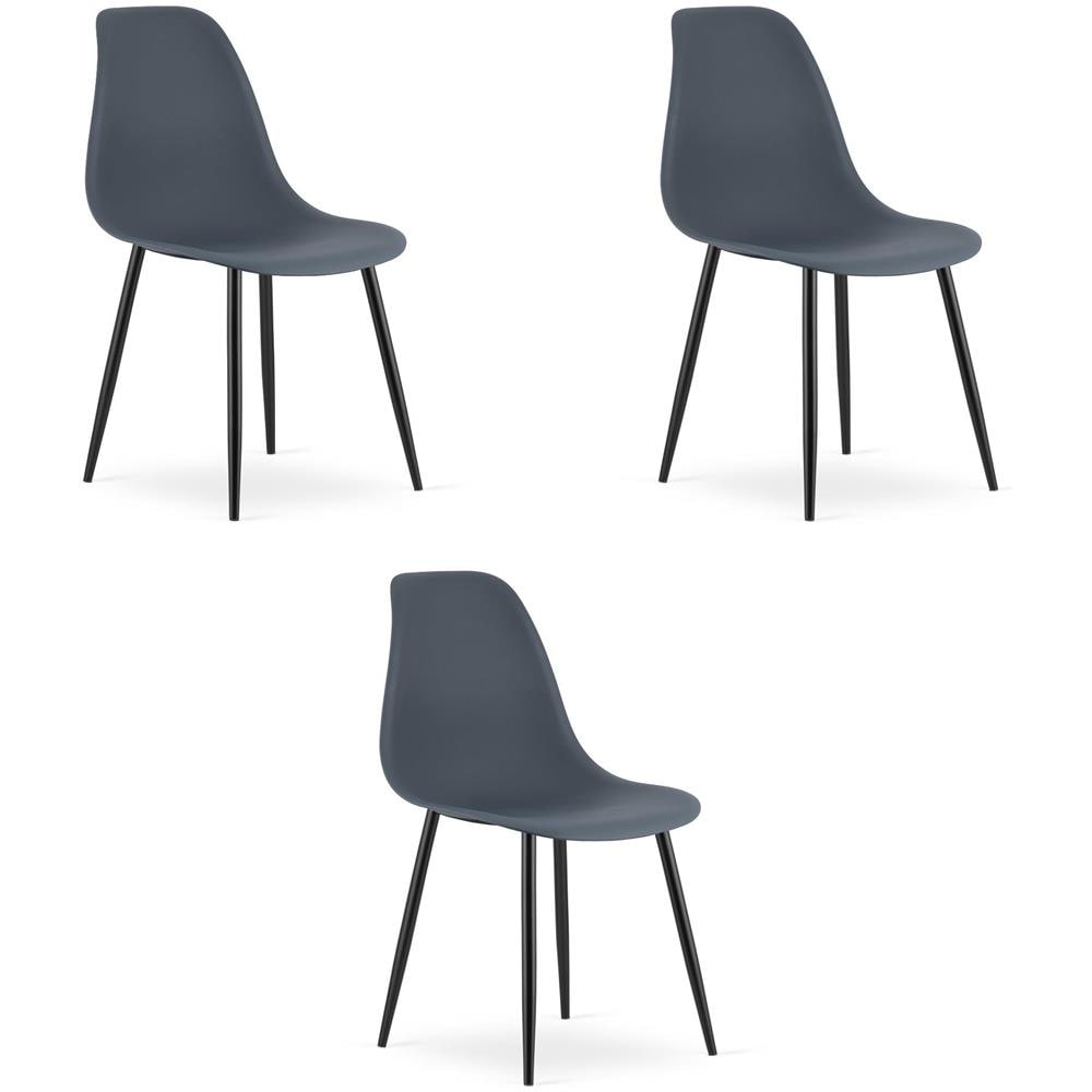 Sedia WAT ardesia scura / gambe nere x 3 - Foto 1