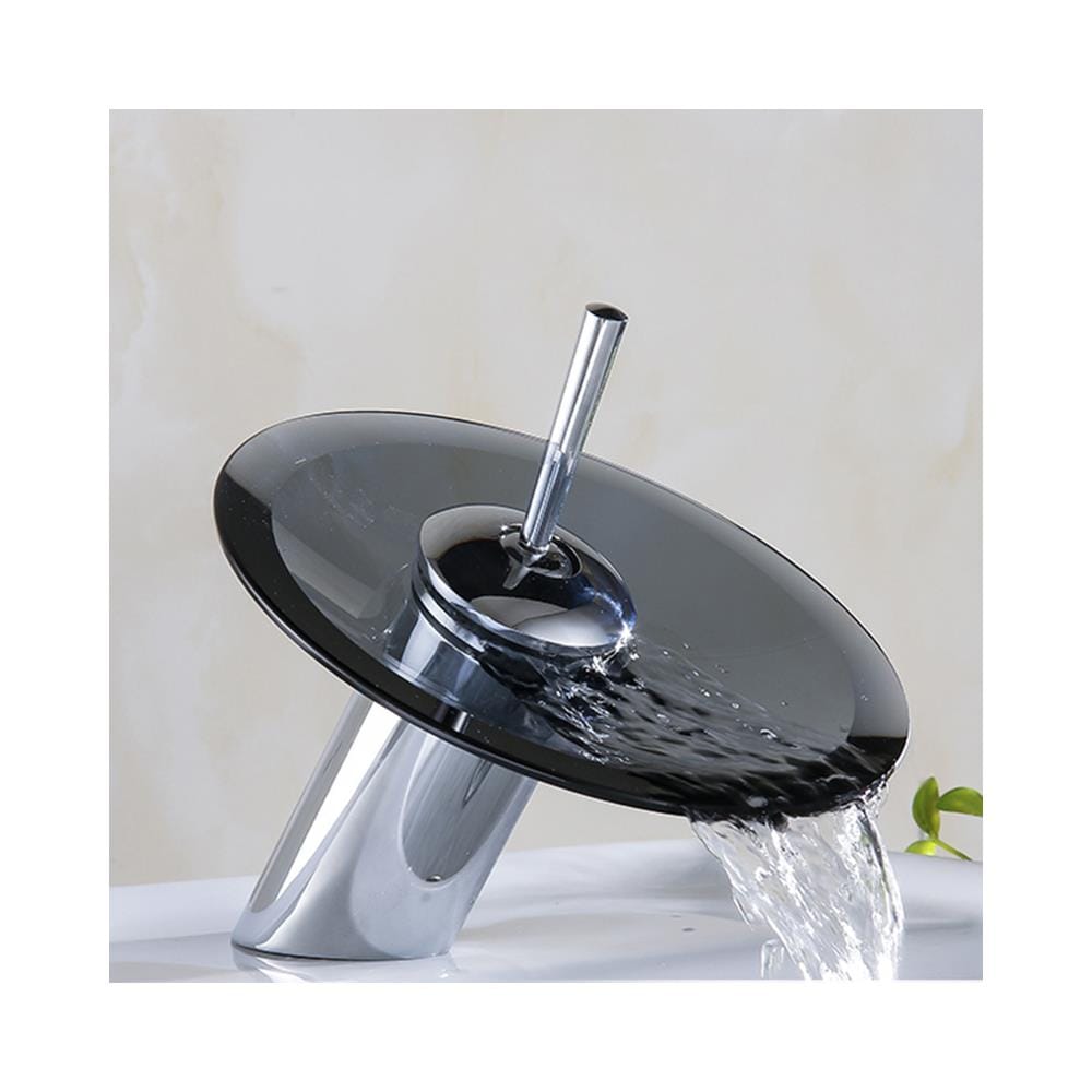 Rubinetto per lavabo da bagno, Blackswan, tipo Waterfall M8, vetro temperato nero, diametro 11,5 cm - Foto 2