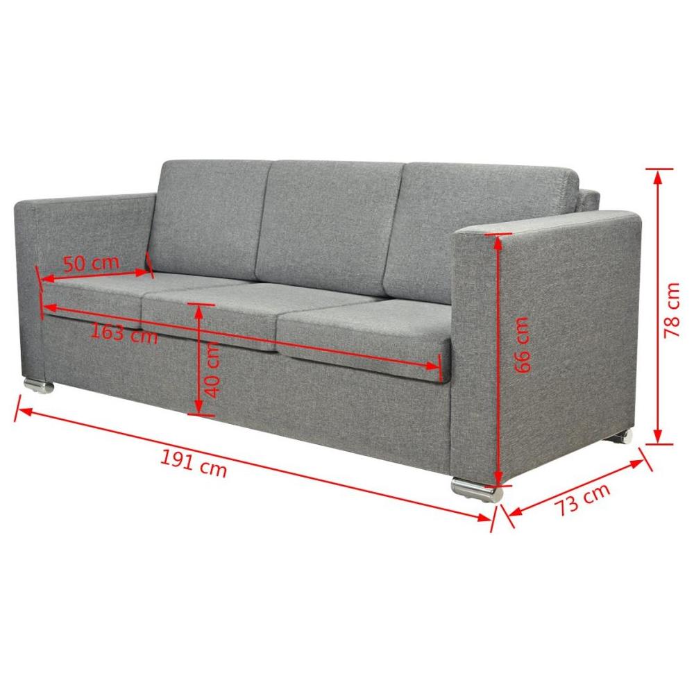 Divano A 3 Posti In Stoffa Grigio Chiaro - Foto 14