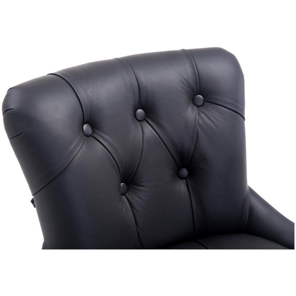 Sgabello Cucina Chesterfield in Legno Lakewood Antico-ChiaroI Sgabello Alto Vintage in Vera Pelle I Sgabello Bar Design in Legno H 74 CM Nero - Foto 5