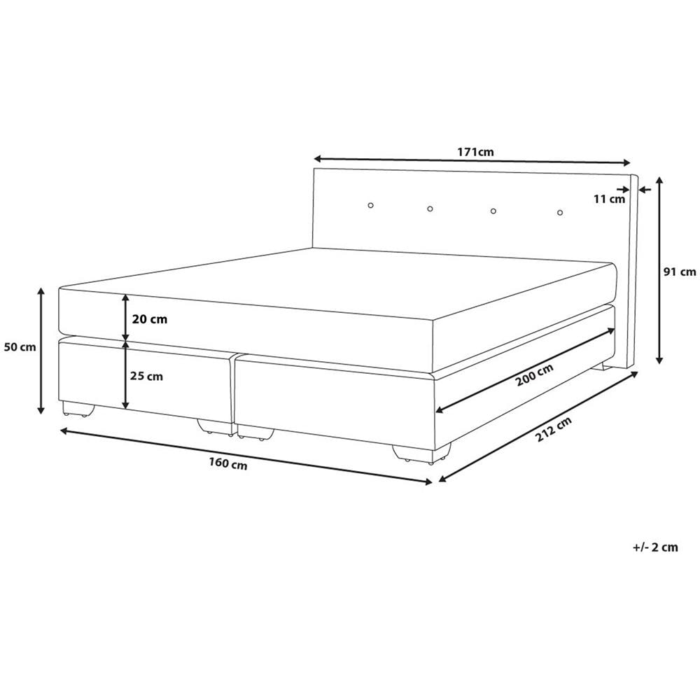 Letto Boxspring Velluto Beige 160 X 200 Cm Consul - Foto 2