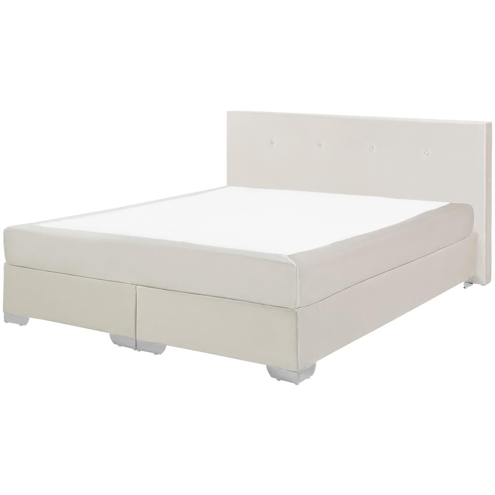 Letto Boxspring Velluto Beige 160 X 200 Cm Consul - Foto 1
