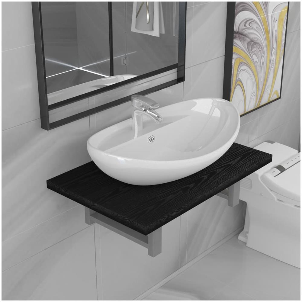 Set Mobili Da Bagno 2 Pz Ceramica Nero - Foto 2