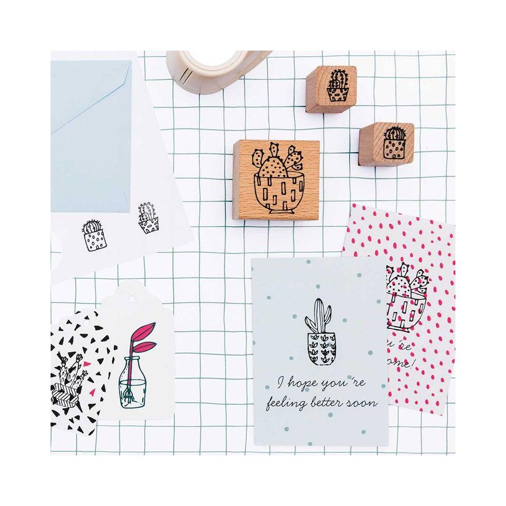 6 Timbri In Legno Con Inchiostratore - Cactus - Foto 2