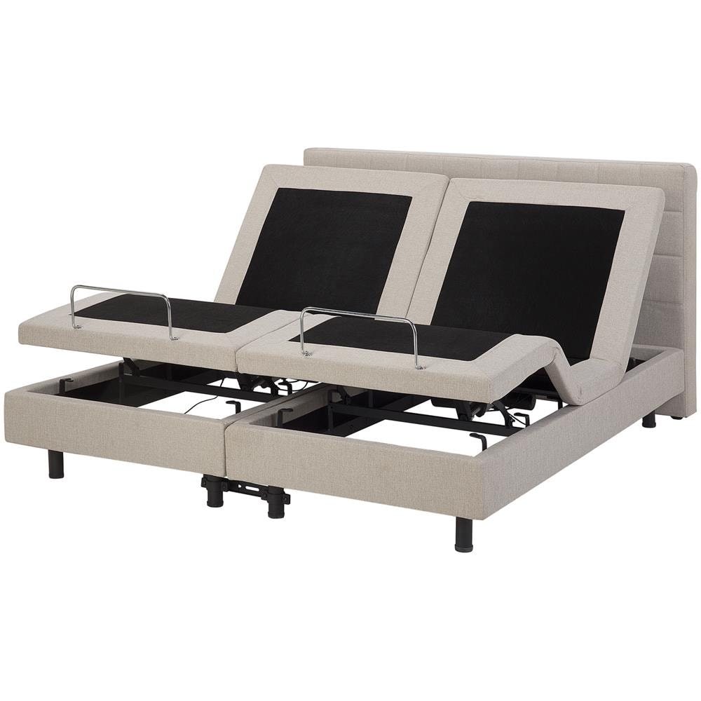 Letto Di Tessuto Imbottito Beige Regolabile Elettricamente 160 X 200 Cm Duke - Foto 1