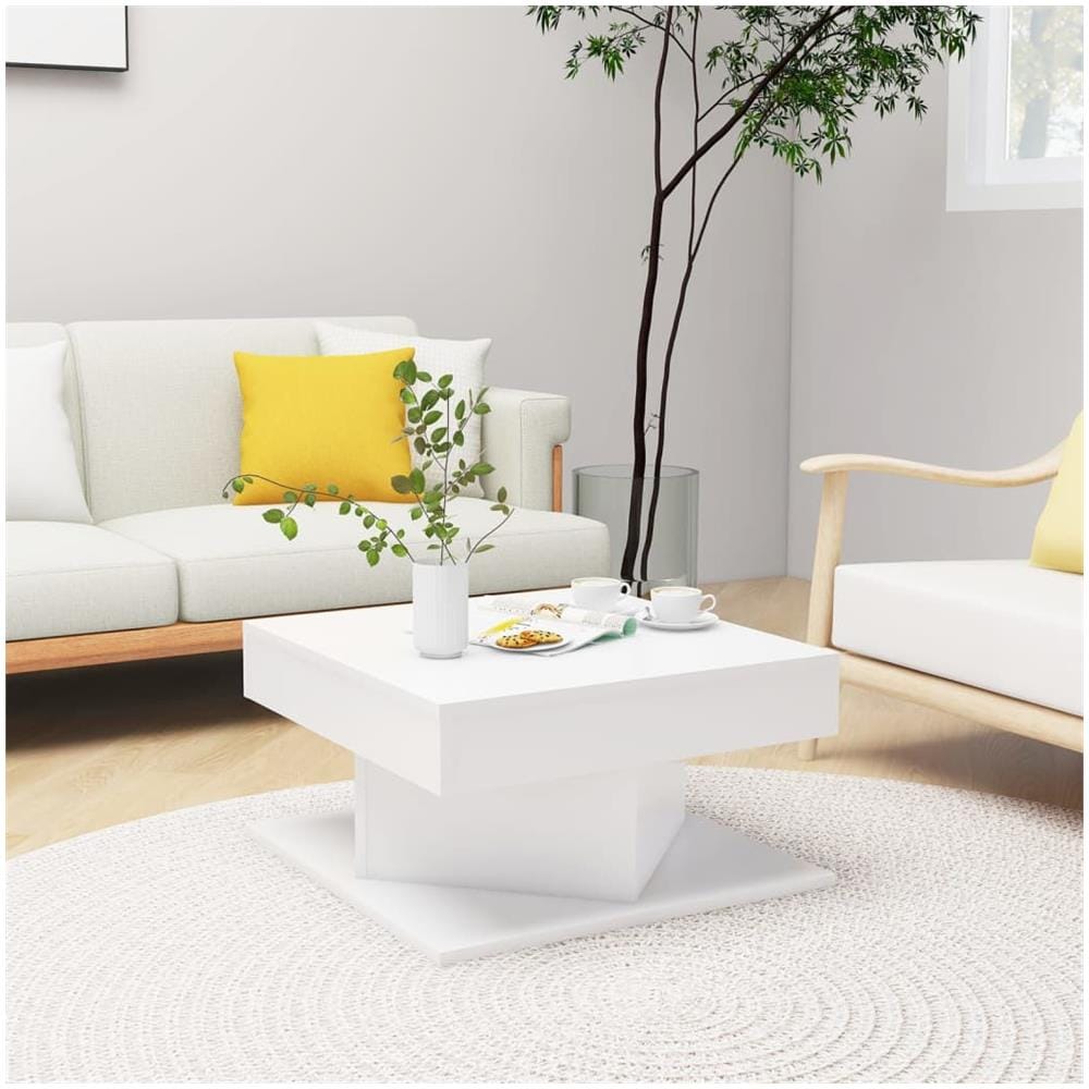 Tavolino da Salotto Bianco 57x57x30 cm in Legno Multistrato - Foto 1