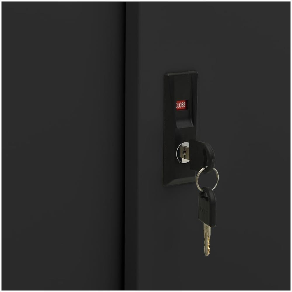 Armadio per Ufficio Anta Scorrevole Nero 90x40x90cm Acciaio - Foto 2