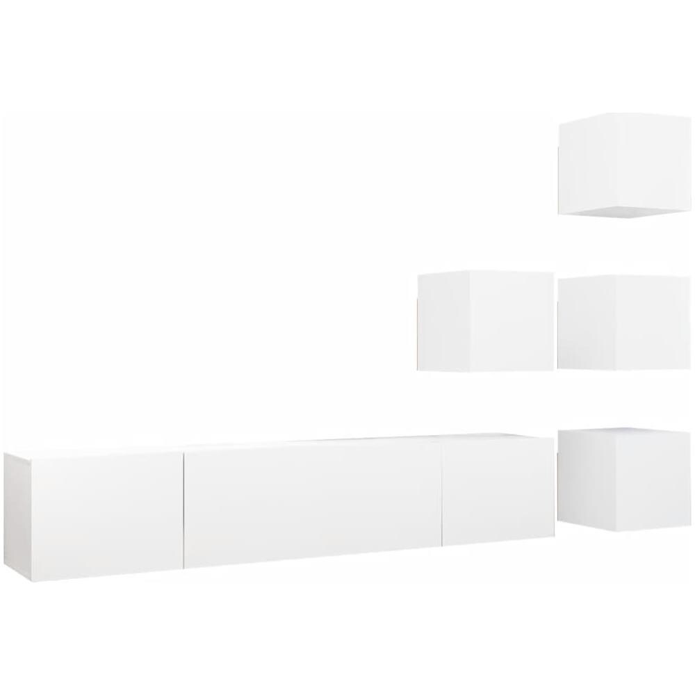 Set Mobili Porta TV 6 pz Bianco in Legno Multistrato - Foto 2