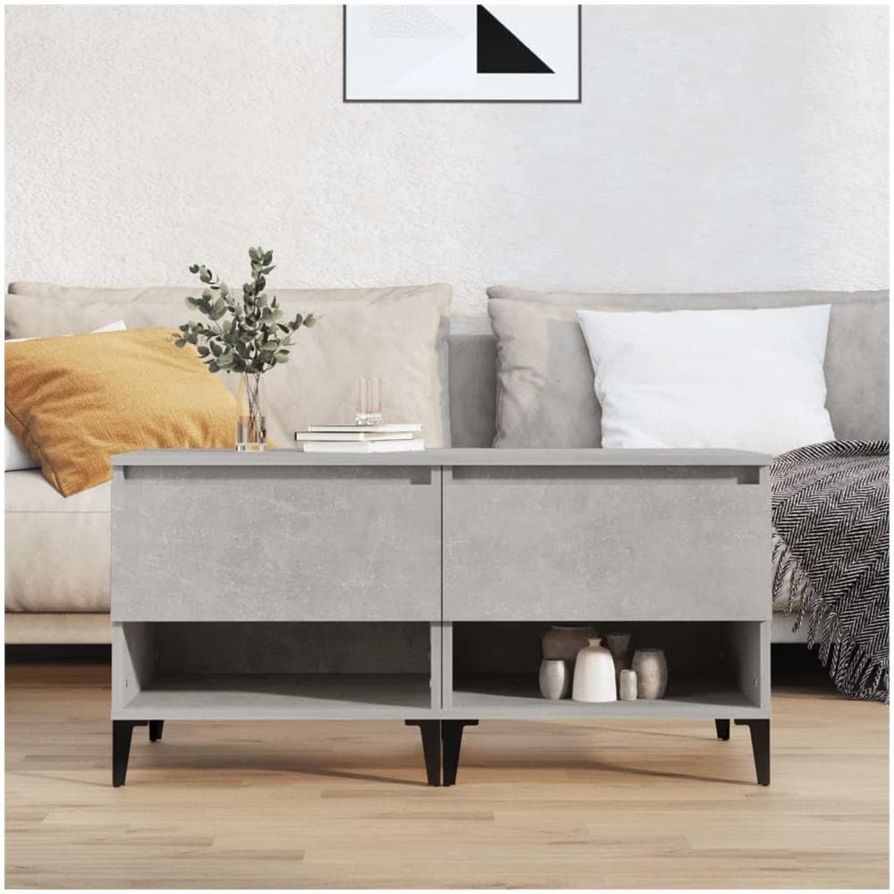 Tavolini 2pz Grigio Cemento 50x46x50 Cm In Legno Multistrato - Foto 1