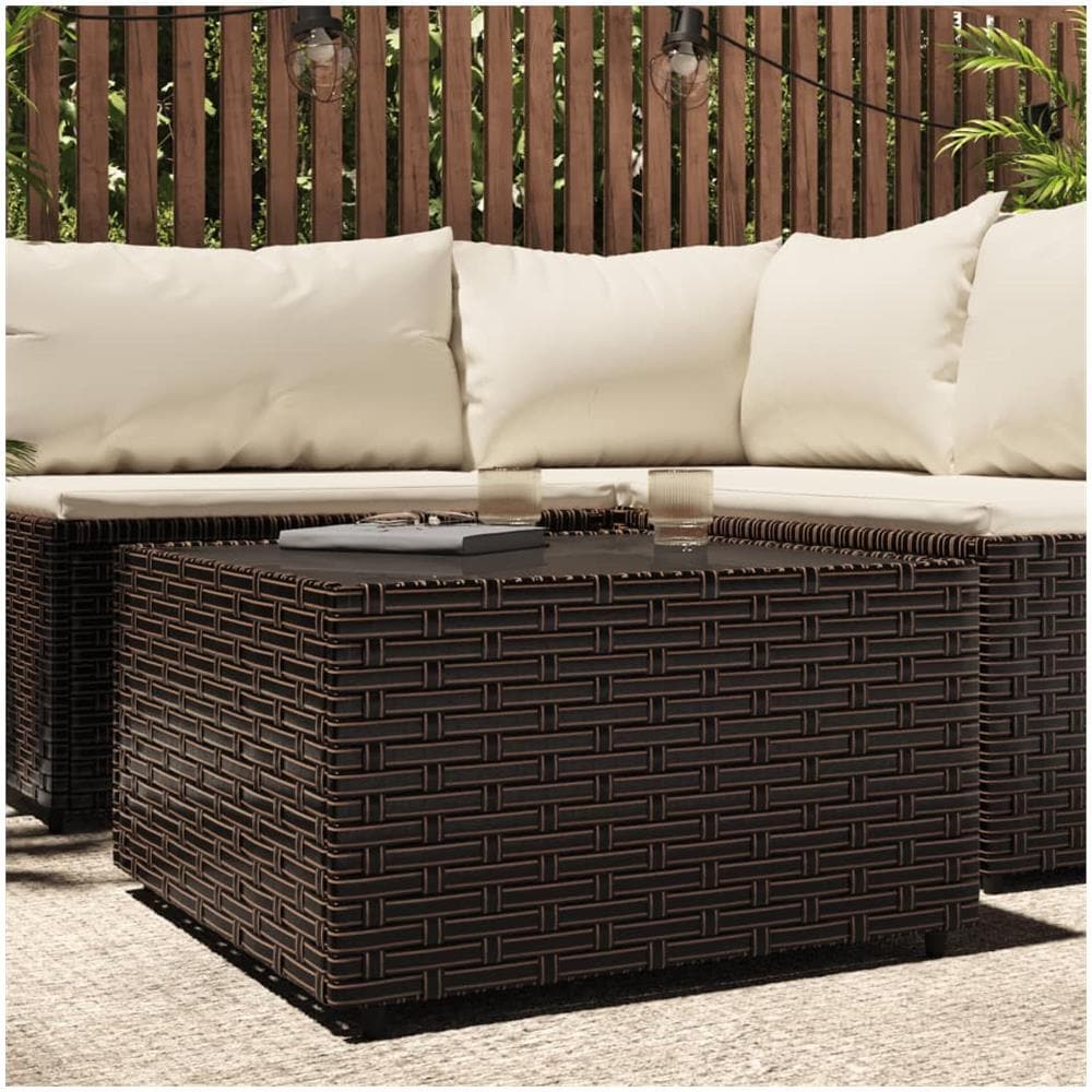 Tavolino Quadrato Da Giardino Marrone 50x50x30cm In Polyrattan - Foto 1