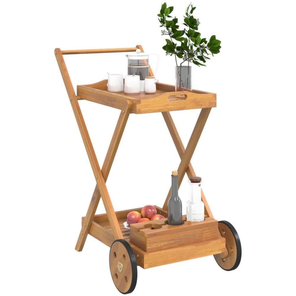 Carrello Da Tè 54x87x90 Cm In Legno Massello Di Acacia - Foto 2