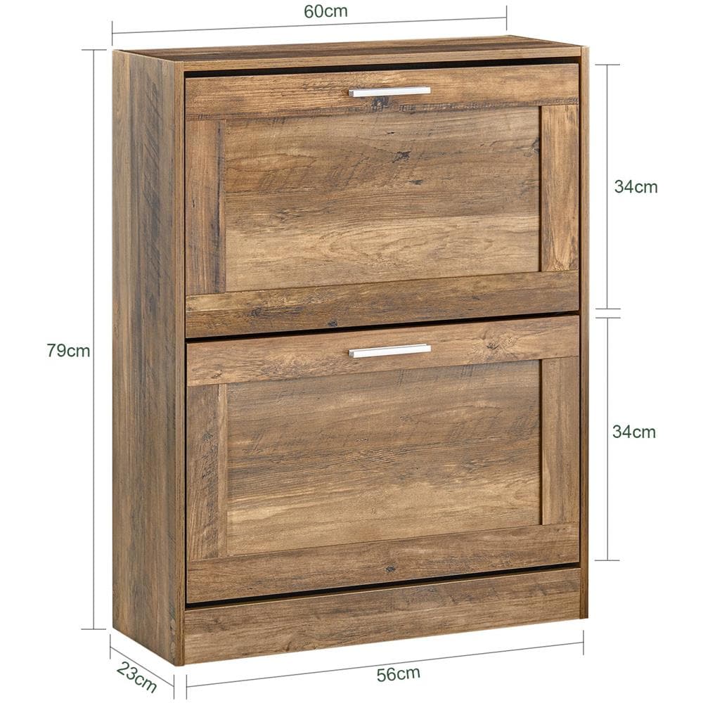 Scarpiera Ribaltabile Scarpiera A 2 Ribalte Portascarpe Salvaspazio Slim, 60x23x79cm, Noce, Fsr137-f - Foto 2