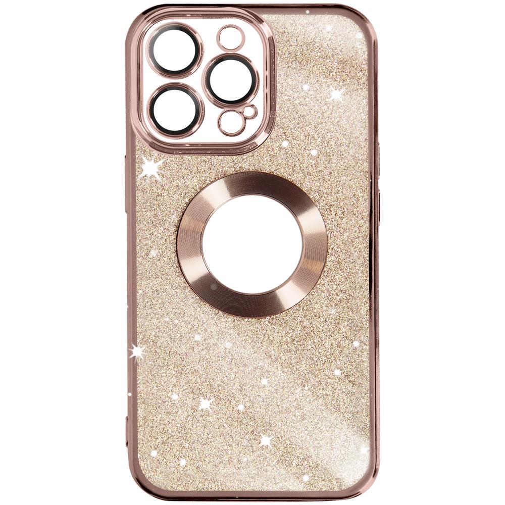 Cover Per Iphone 13 Pro Glitter Amovibile Silicone Gel Protecam Spark Rose Gold - Foto 1