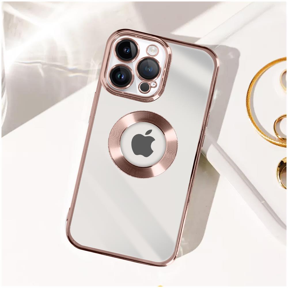 Cover Per Iphone 13 Pro Glitter Amovibile Silicone Gel Protecam Spark Rose Gold - Foto 5