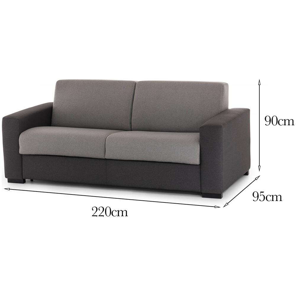 Divano Fisso Elizabeth, Divano A 3 Posti, 100% Made In Italy, Sofà Soggiorno In Tessuto Imbottito, Con Braccioli Standard, Cm 220x95h90, Grigio E Antracite - Foto 4