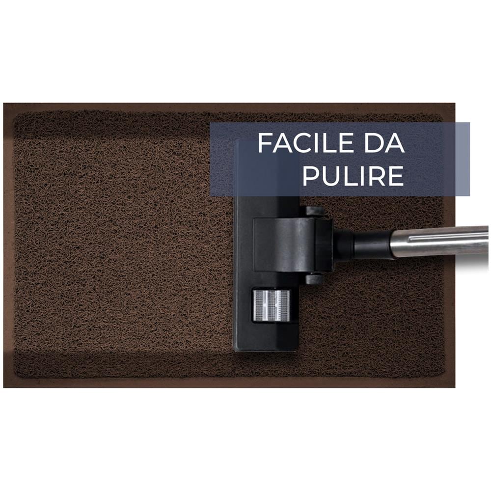 Zerbino Con Riccioli Vinilici Entrata Ingresso Casa Esterno Antiscivolo Curly In Tinta Unita 40x60cm Marrone - Foto 2