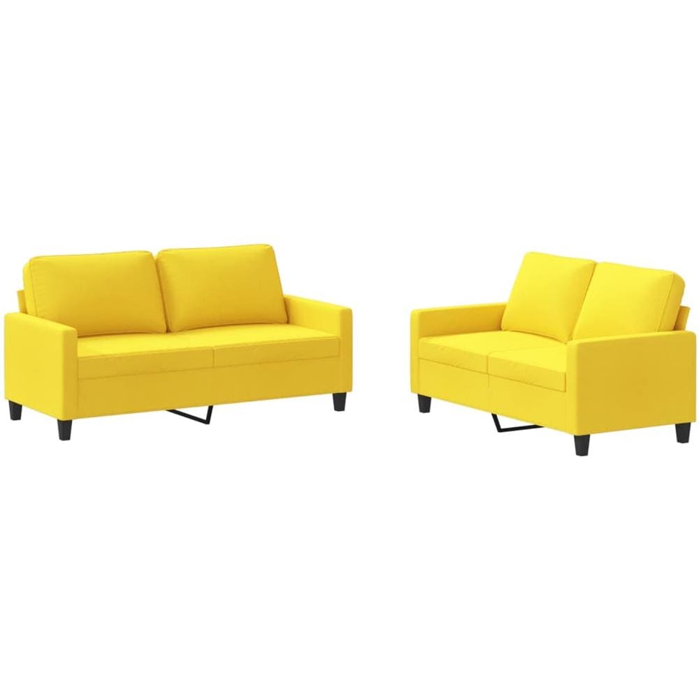 Set Di Divani 2 Pz Con Cuscini Giallo Chiaro In Tessuto - Foto 2
