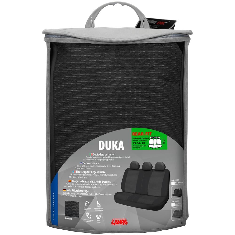 Duka Rear-fit, Coprisedile Posteriore In Tessuto Jacquard E Poliestere Elasticizzati - Grigio - Foto 3