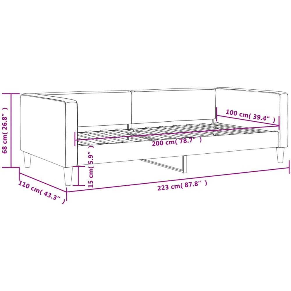 Letto Da Giorno Grigio Chiaro 100x200 Cm In Tessuto - Foto 7