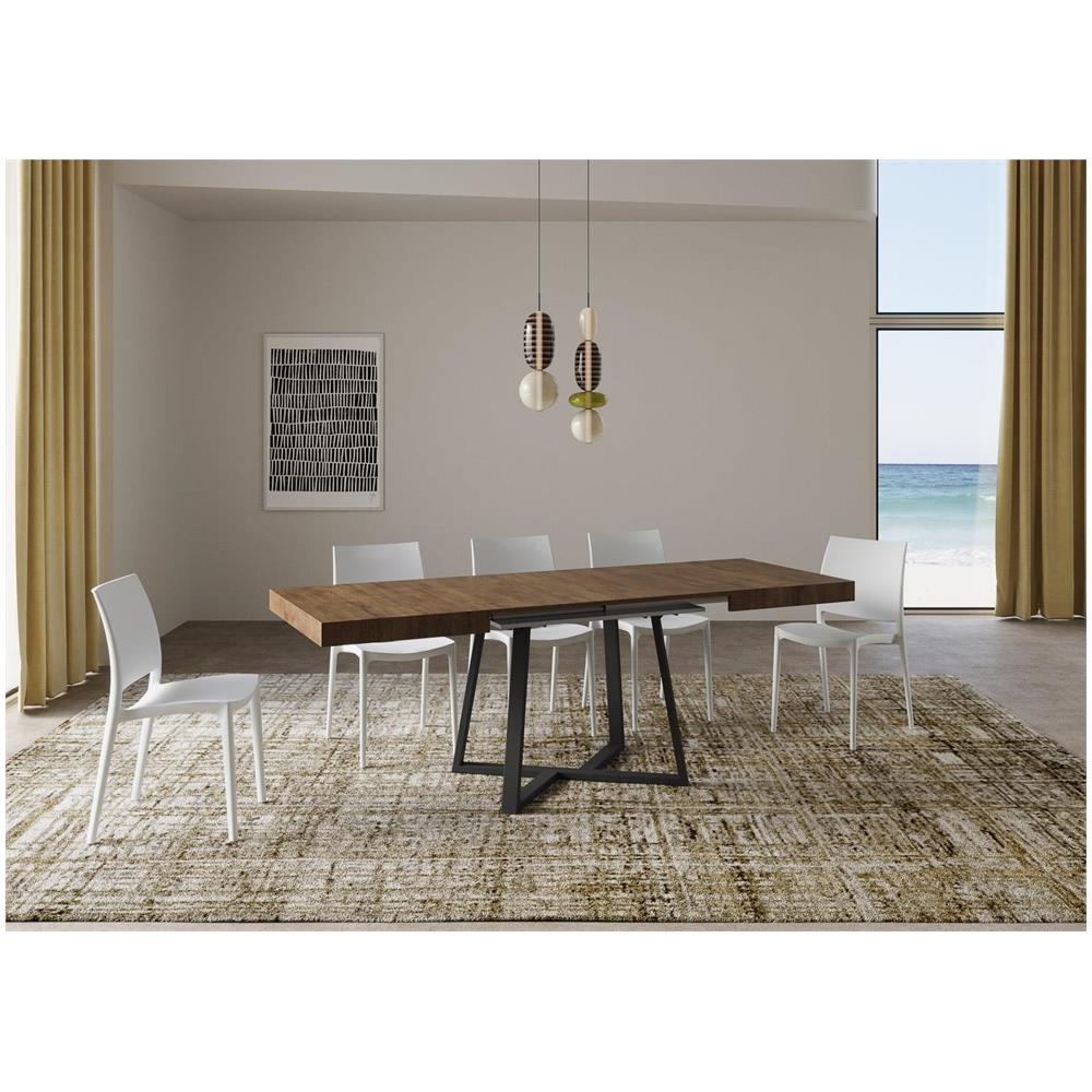 Tavolo allungabile 90x120/224 cm Zeplir noce gambe antracite - Foto 3