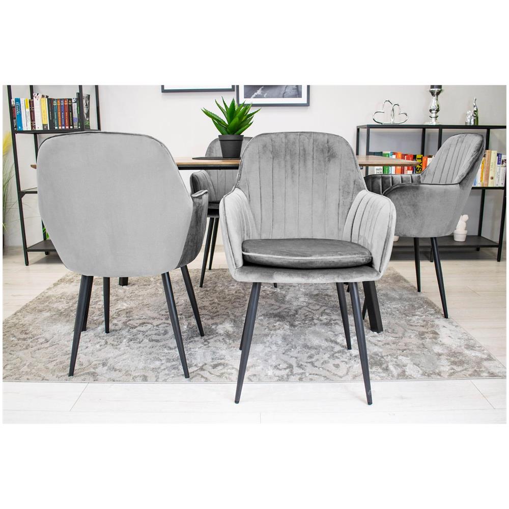 Sedia LUGO in velluto grigio-argento dal design moderno per il soggiorno - Foto 10