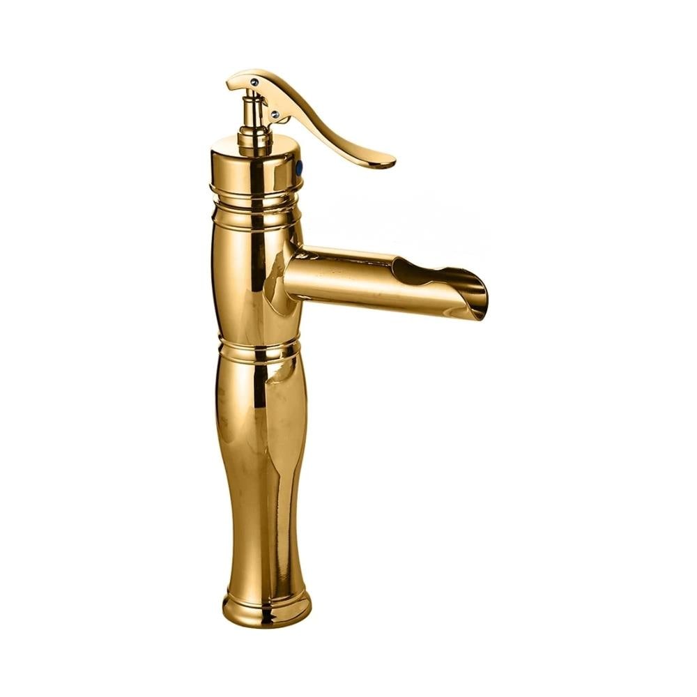 Rubinetto per lavabo da bagno, Blackswan, Cascada tipo M78, modello oro lucido, misura 31,5 cm - Foto 1