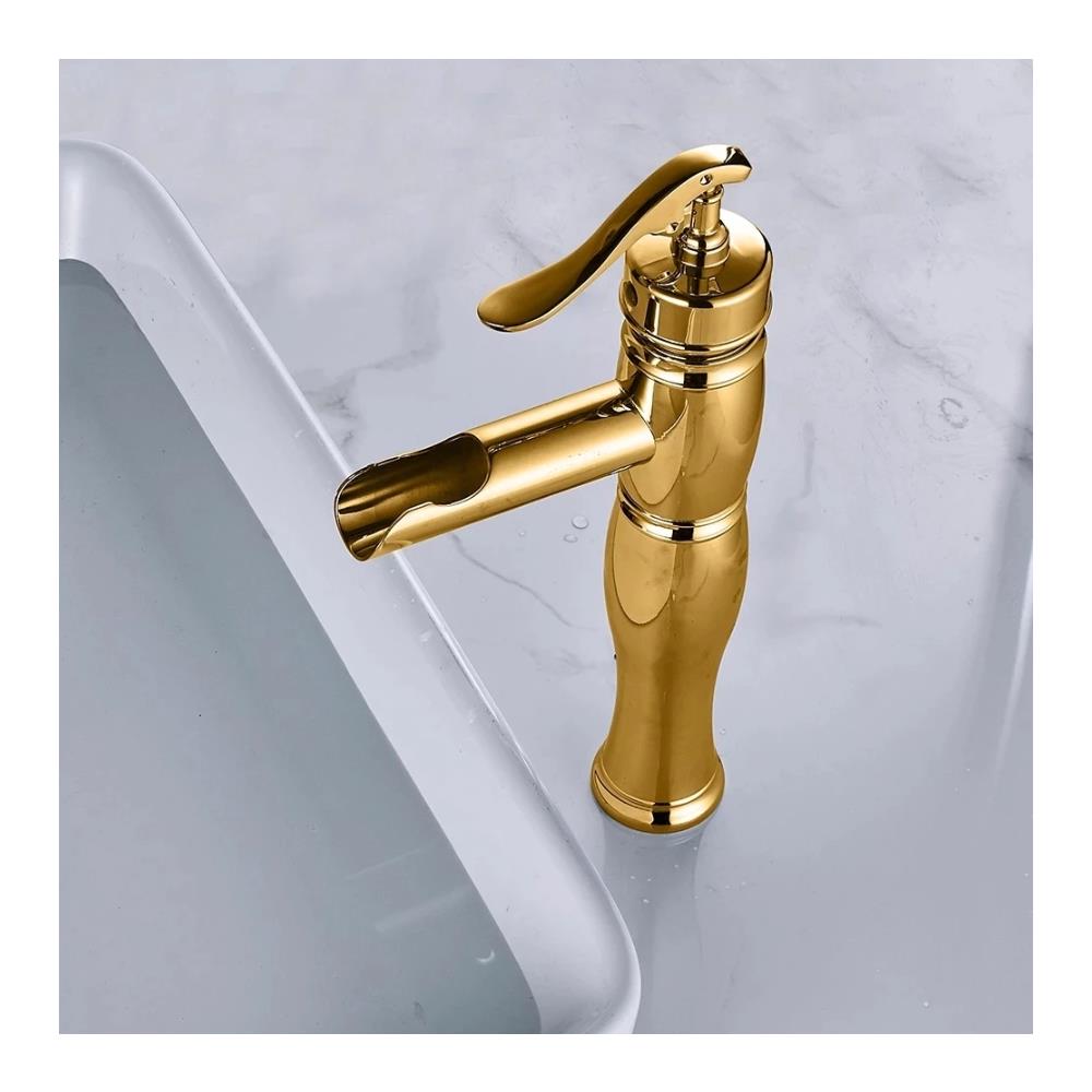 Rubinetto per lavabo da bagno, Blackswan, Cascada tipo M78, modello oro lucido, misura 31,5 cm - Foto 2