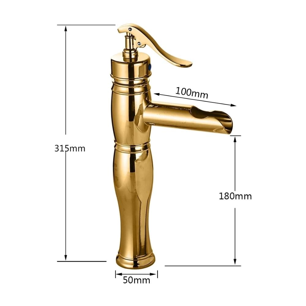 Rubinetto per lavabo da bagno, Blackswan, Cascada tipo M78, modello oro lucido, misura 31,5 cm - Foto 4