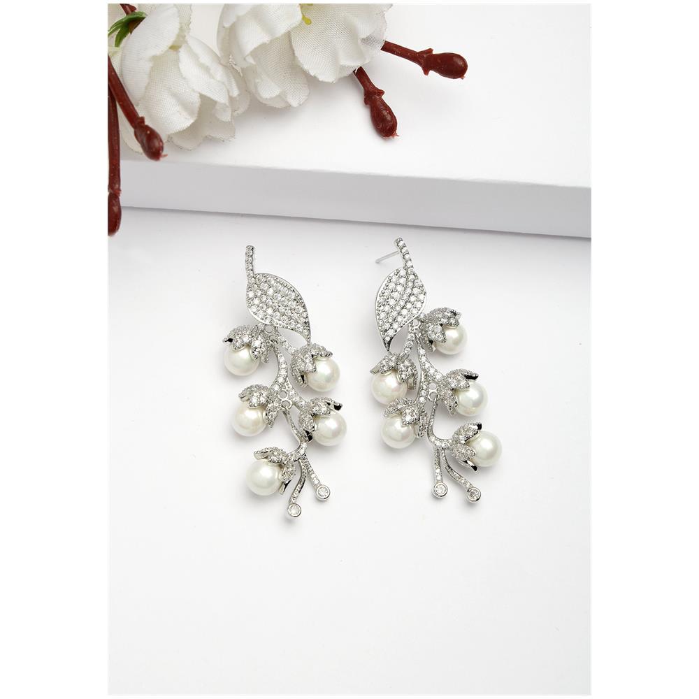 Collezione Diva Orecchini a Grappolo di Foglie in Zirconia Cubica - Foto 1