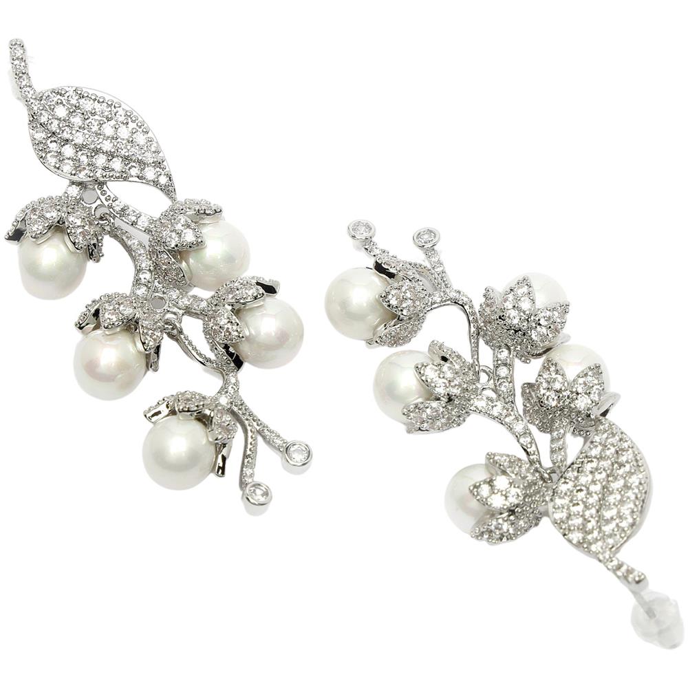 Collezione Diva Orecchini a Grappolo di Foglie in Zirconia Cubica - Foto 2