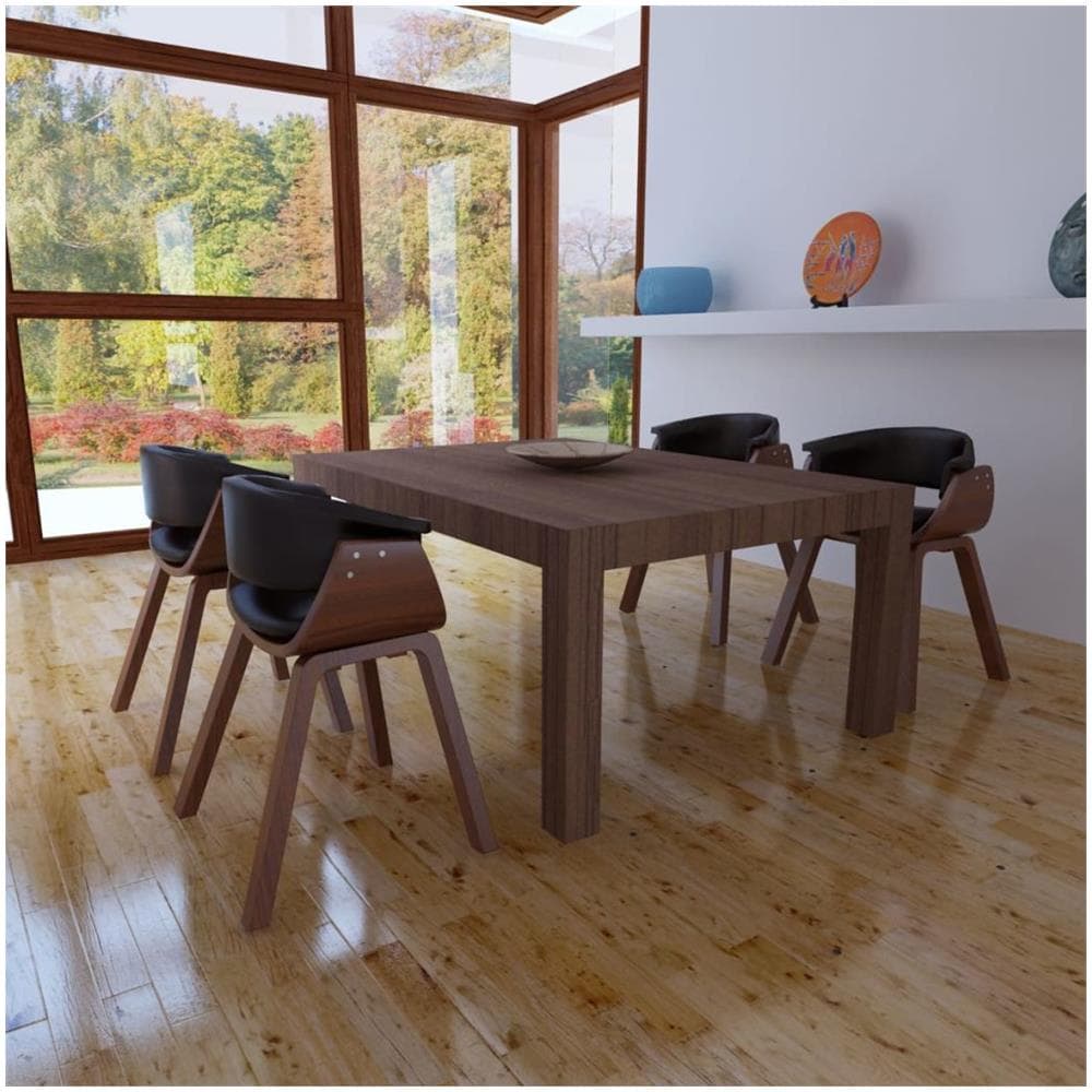 Sedia Moderna Da Tavola In Pelle Artificiale E Legno 4 Articoli - Foto 2