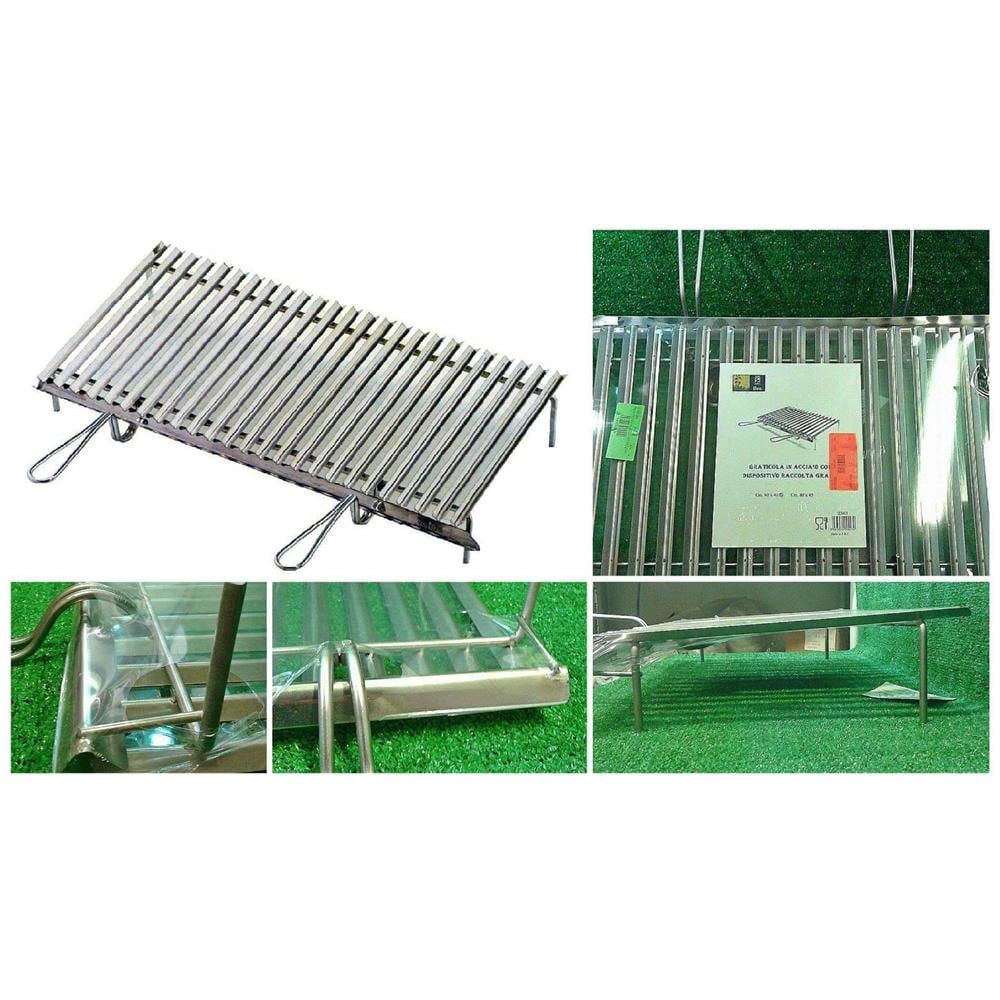 Graticole In Acciaio Inox Cm 80x45 Con Doppi Manici - Foto 1
