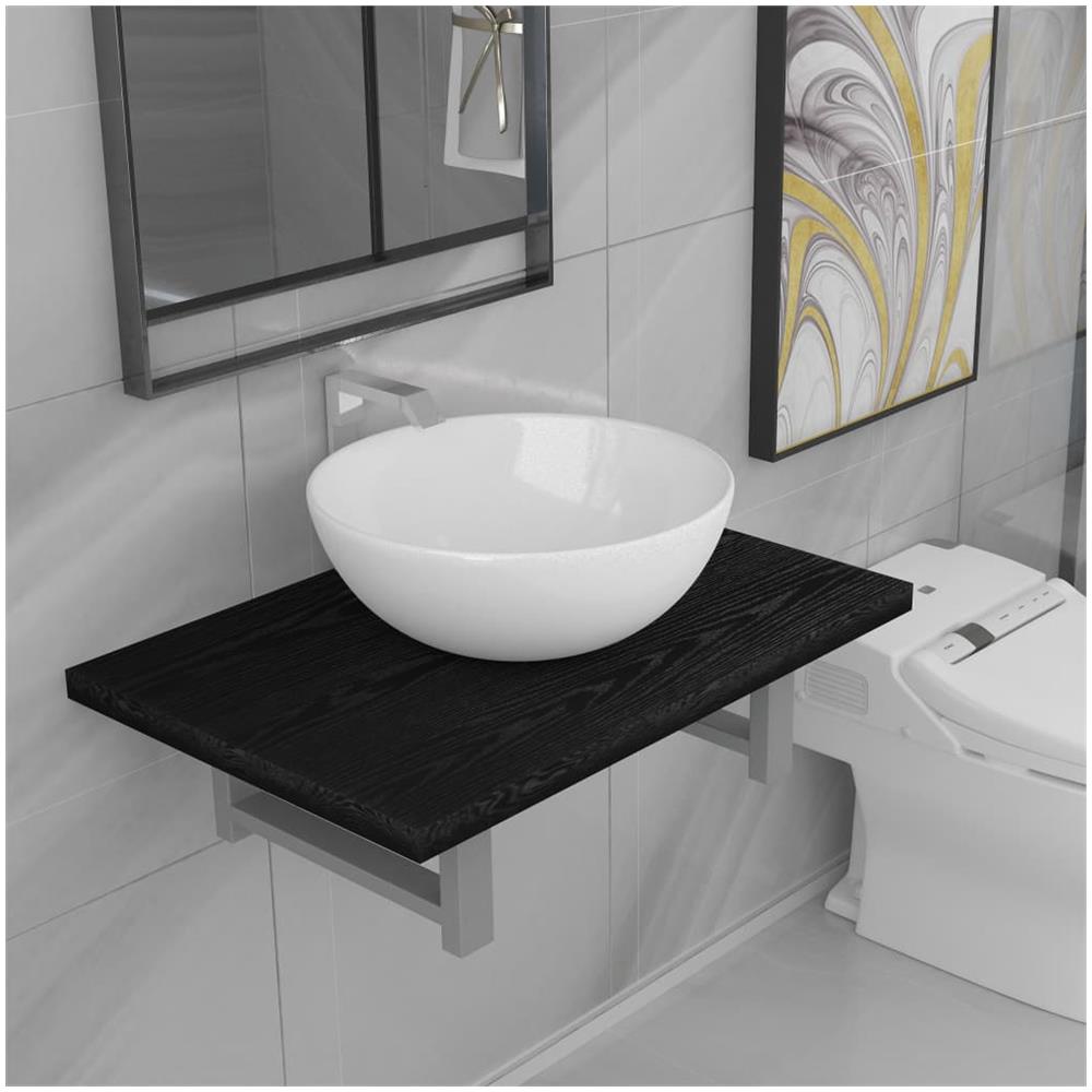 Set Mobili Da Bagno 2 Pz Ceramica Nero - Foto 2