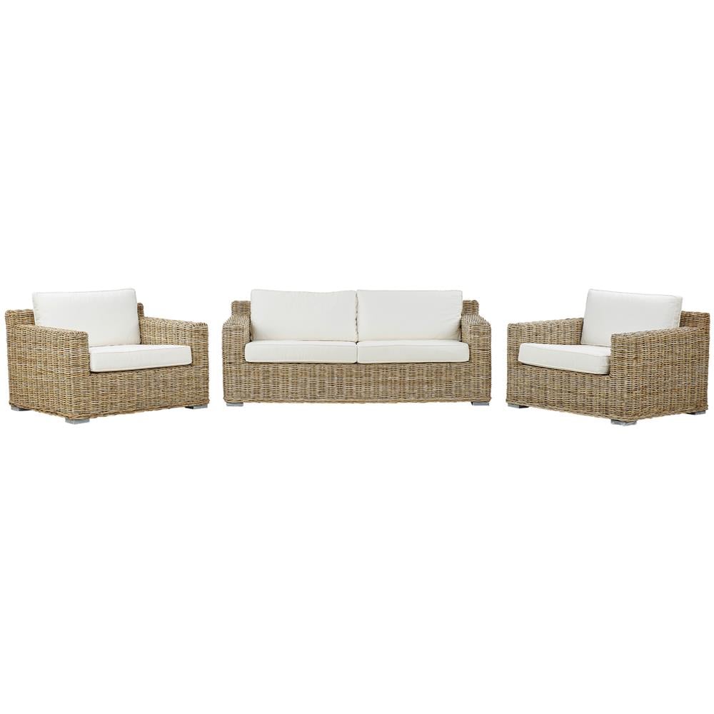 Set Lounge In Rattan Marrone Chiaro 4 Posti Ardea - Foto 1