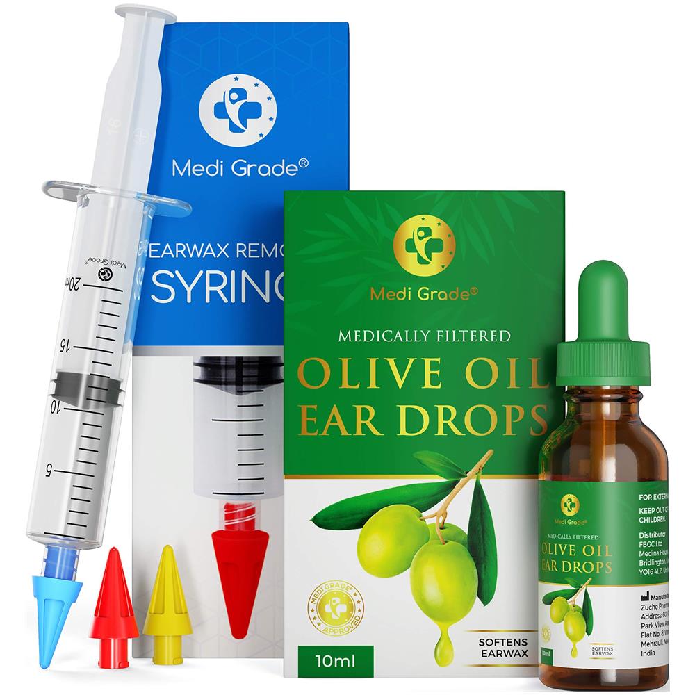 Cerume Remover Siringa Kit Da - Con Orecchio Olive Oil Drops - Riutilizzabile Ear Cleaner - 3 X Soft Quad-stream Ear Rimozione Della Cera Siringa Tips - Siringhe Dellorecchio Professionale Per Rimozione Di Cerume - Foto 1