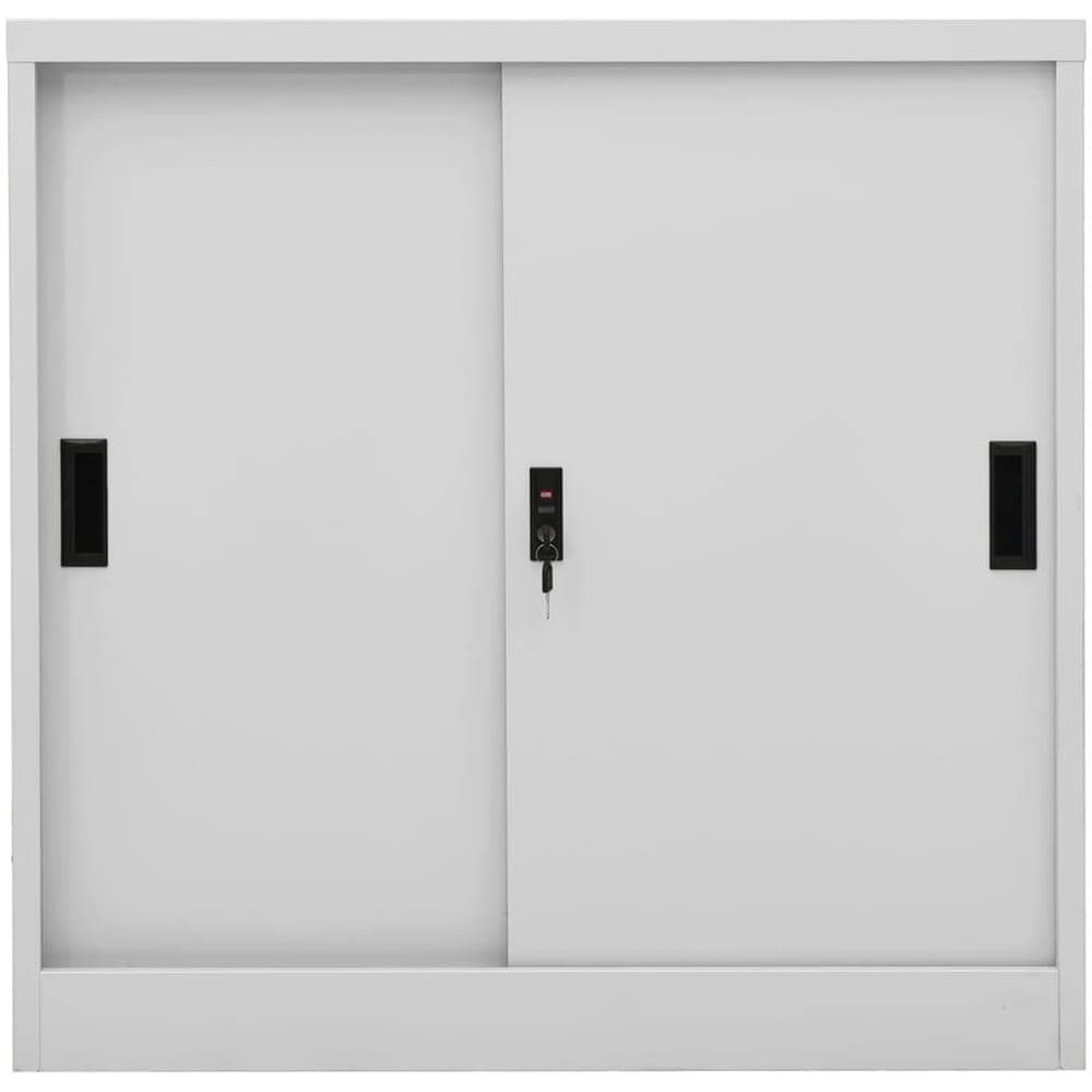 Armadio Ufficio Anta Scorrevole GrigioChiaro 90x40x90cm Acciaio - Foto 3