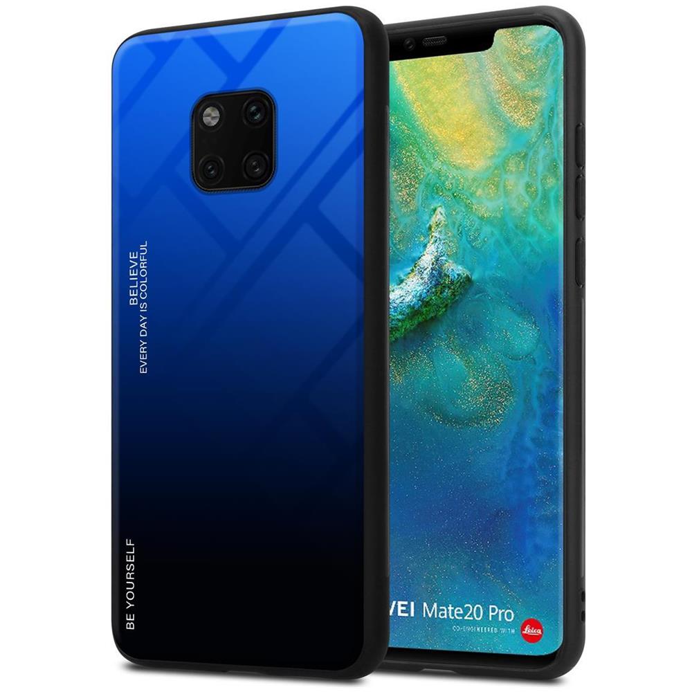 Custodia Compatibile Con Huawei Mate 20 Pro In Blu - Nero - Coperchio Protettivo Bicolore In Vetro Temperato E Silicone Tpu - Foto 1