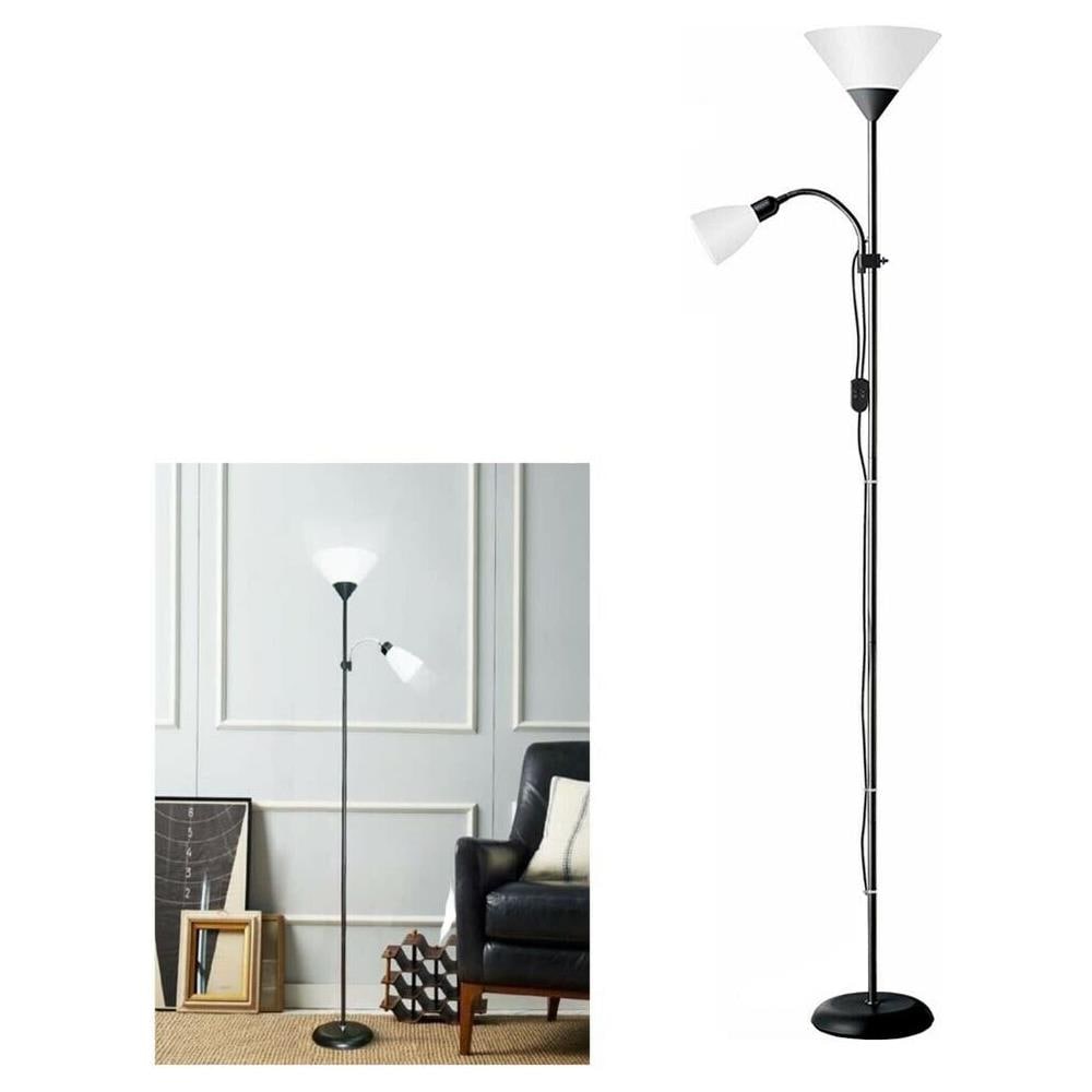 Lampada Da Terra Per Casa Ufficio Piantana 2 Porta Lampadina E27 Nero - Foto 1