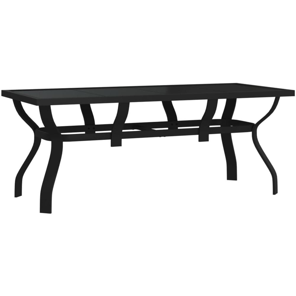 Tavolo Da Giardino Nero 180x80x70 Cm In Acciaio E Vetro - Foto 2