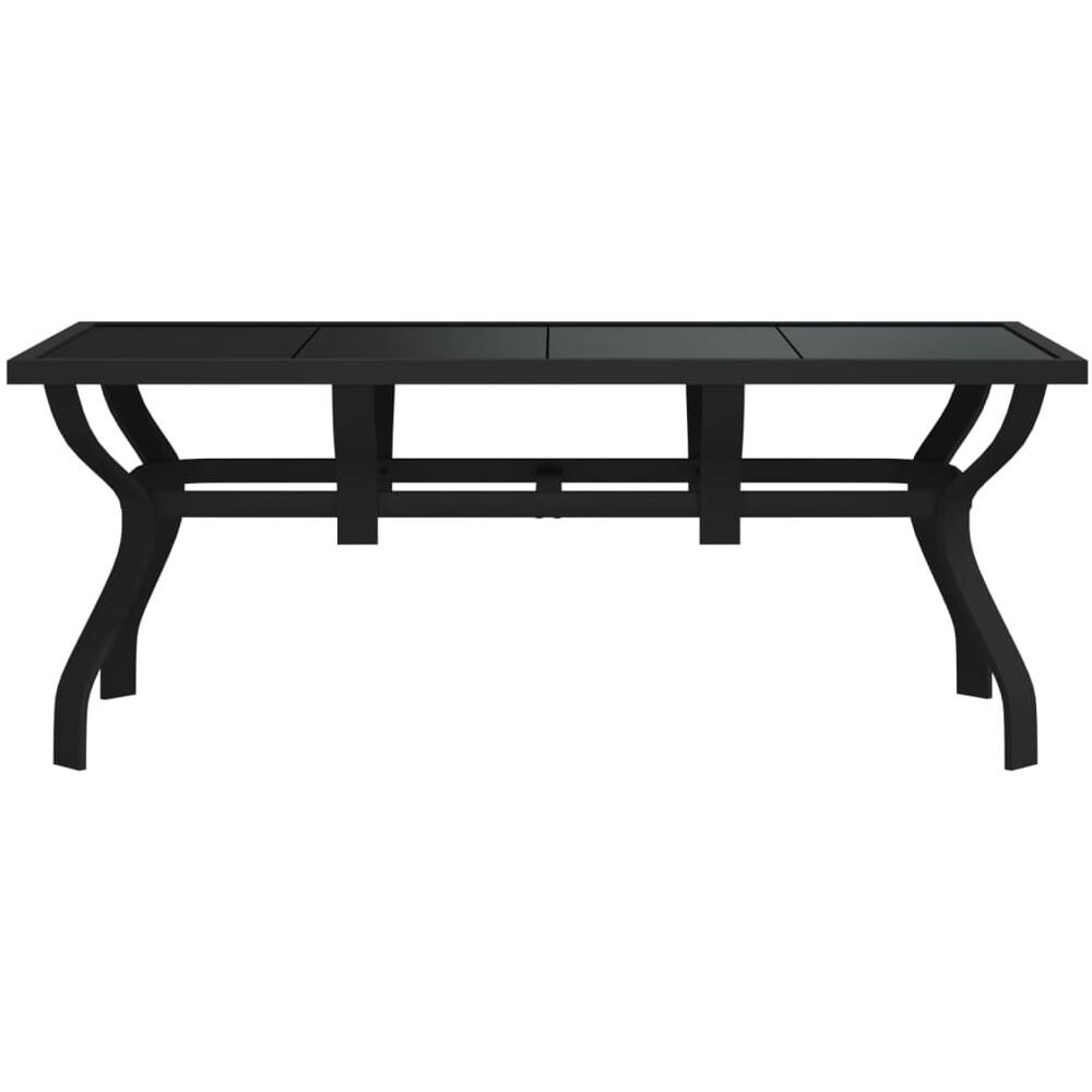 Tavolo Da Giardino Nero 180x80x70 Cm In Acciaio E Vetro - Foto 3