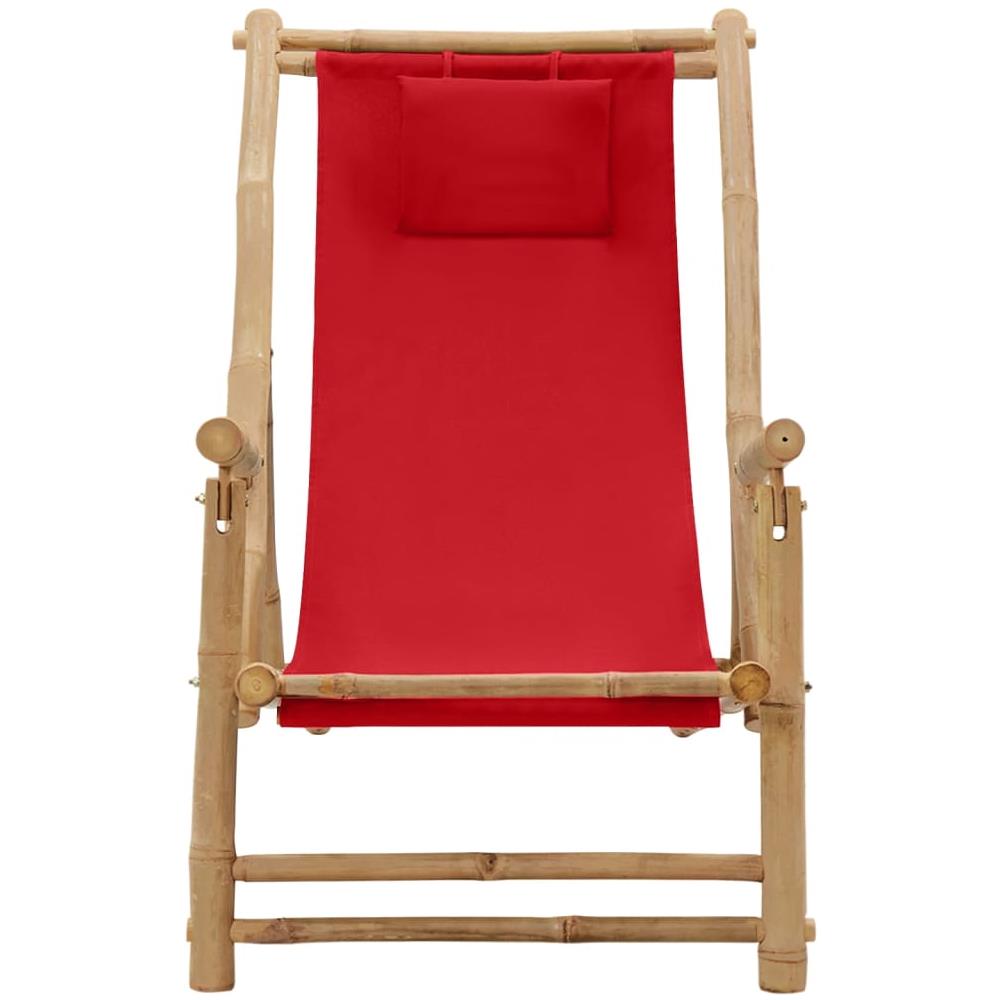 Sedia a Sdraio in Bambù e Tela Rosso - Foto 2