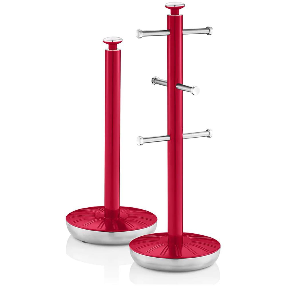 Swka1054rn Retro Set Di Portarotolo Da Cucina + Portatazze Supporto Per 6 Tazze Di Caffè Rosso - Foto 1